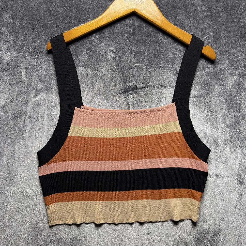 Le Lis Tank Top Womens L Multicolor Cropped Stretch Knit Striped Summer